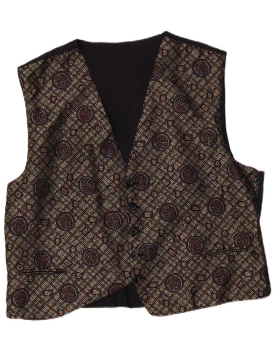 Colete vintage masculino abstrato Padrão grande cinza retrô