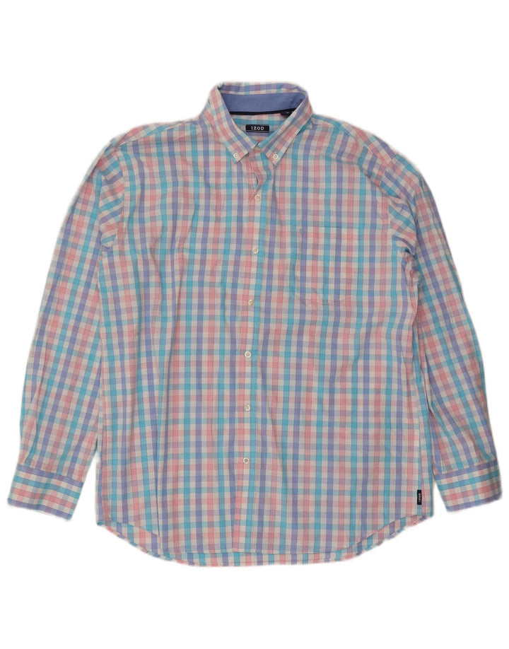 Camisa masculina Izod XL algodão guingão multicolorido