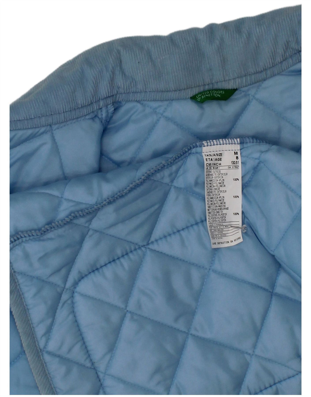 Jaqueta acolchoada Benetton Boys 7-8 anos nylon azul médio