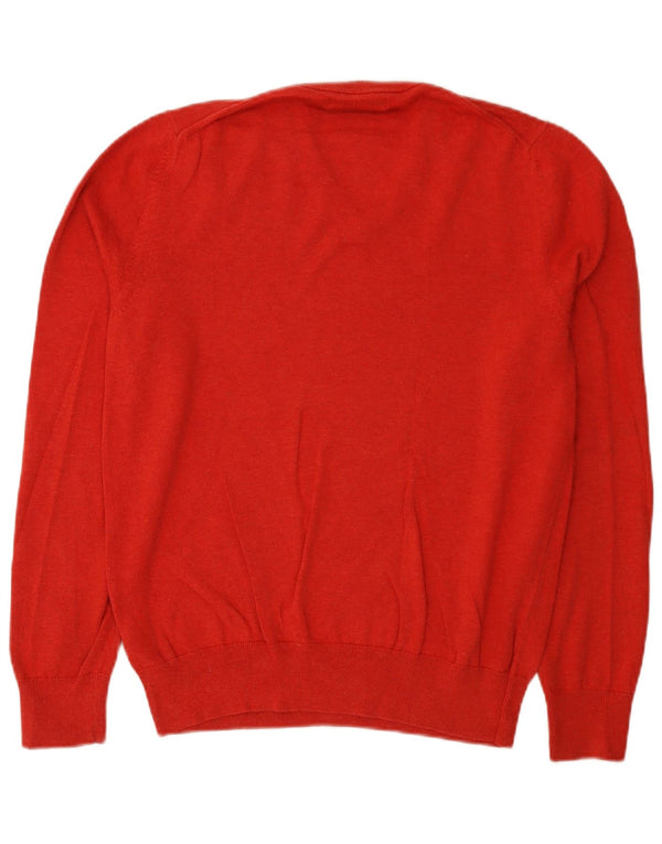 Suéter masculino Marks & Spencer com decote em V, algodão vermelho médio