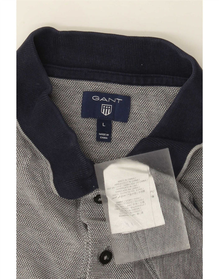 Camisa polo masculina Gant grande algodão cinza