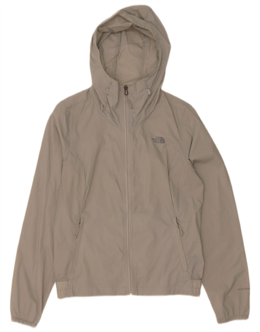 Jaqueta de chuva feminina com capuz grande The North Face Reino Unido 10 pequena cinza nylon