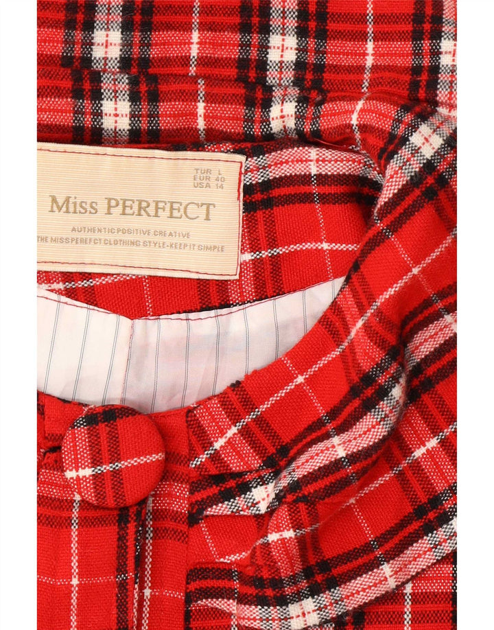 Sobretudo curto feminino vintage EU 40 xadrez vermelho médio