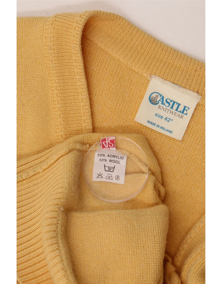 Suéter cardigã feminino CASTLE EU 42 grande acrílico amarelo