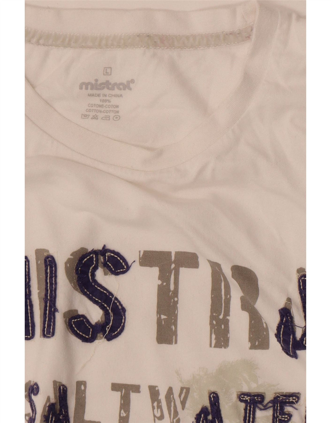 Camiseta gráfica masculina Mistral Top grande de algodão branco