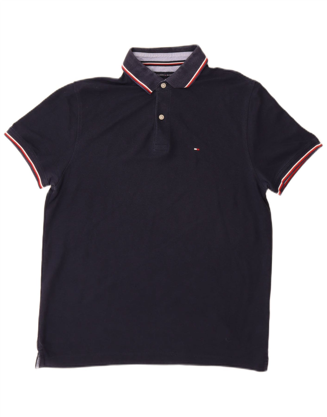 Camisa polo masculina Tommy Hilfiger média algodão azul marinho