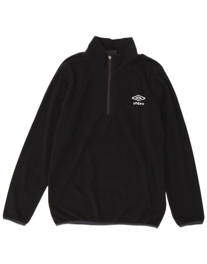 Suéter de lã masculino Umbro com zíper e gola média poliéster preto