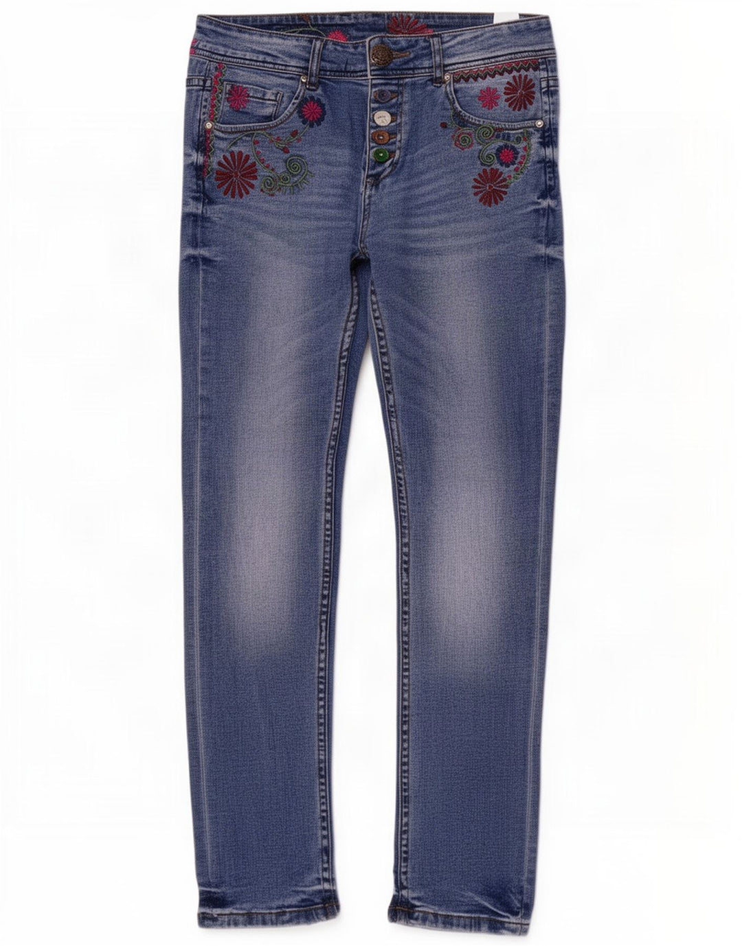 Desigual Jeans Slim Feminino W26 L29 Azul Poliéster