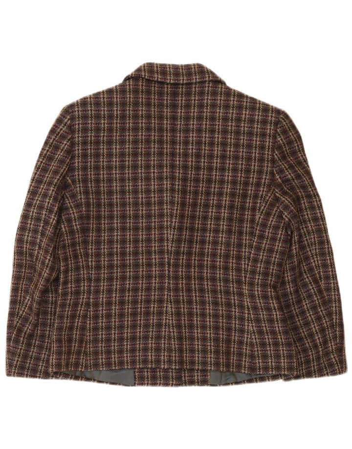 Jaqueta Blazer Feminina Armórica com 3 Botões IT 44 Lã Xadrez Marrom Médio