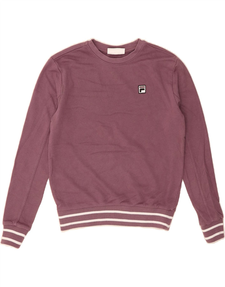 FILA Womens Oversized Sweatshirt Jumper UK 6 XS Purple Cotton Vintage Fila and Second-Hand Fila from Messina Hembry 