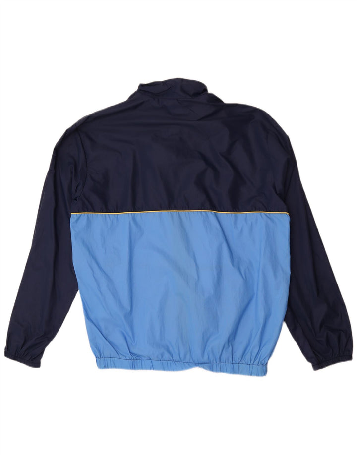 Jaqueta vintage masculina de agasalho grande bloco colorido azul marinho