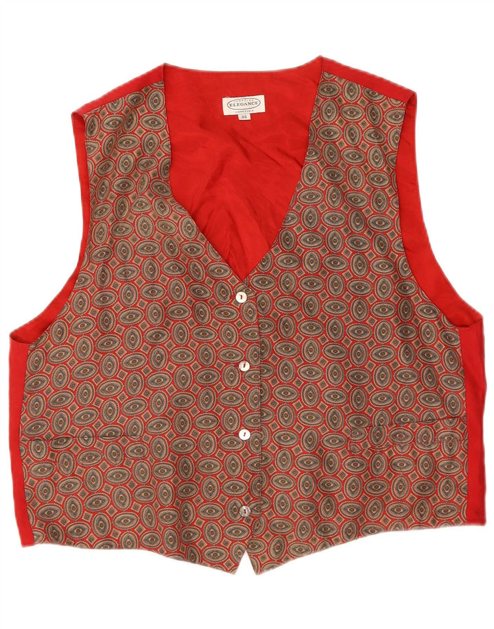 Colete feminino ELEGANCE IT 46 grande seda floral vermelha