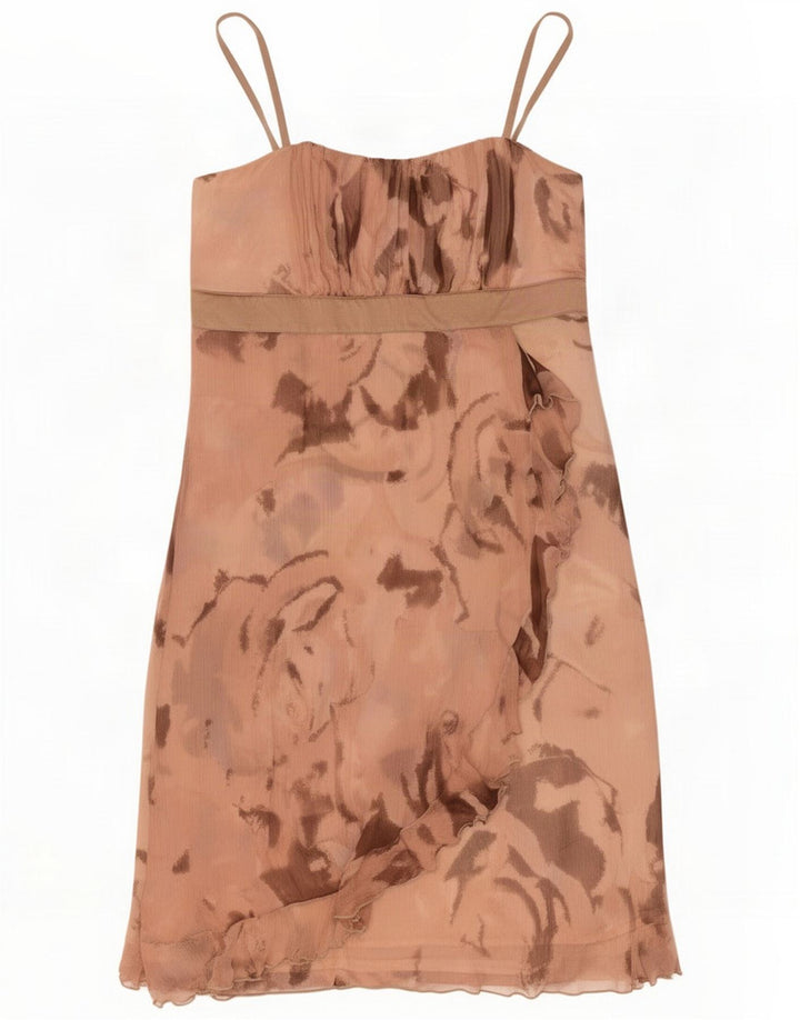 Princípios Vestido de verão feminino Reino Unido 16 grande marrom floral