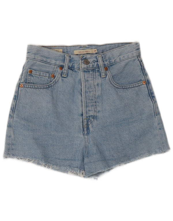 Shorts jeans feminino cintura alta com cintura alta LEVI'S W24 XS azul algodão