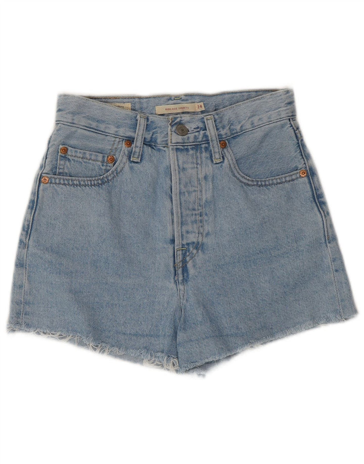 Shorts jeans feminino cintura alta com cintura alta LEVI'S W24 XS azul algodão