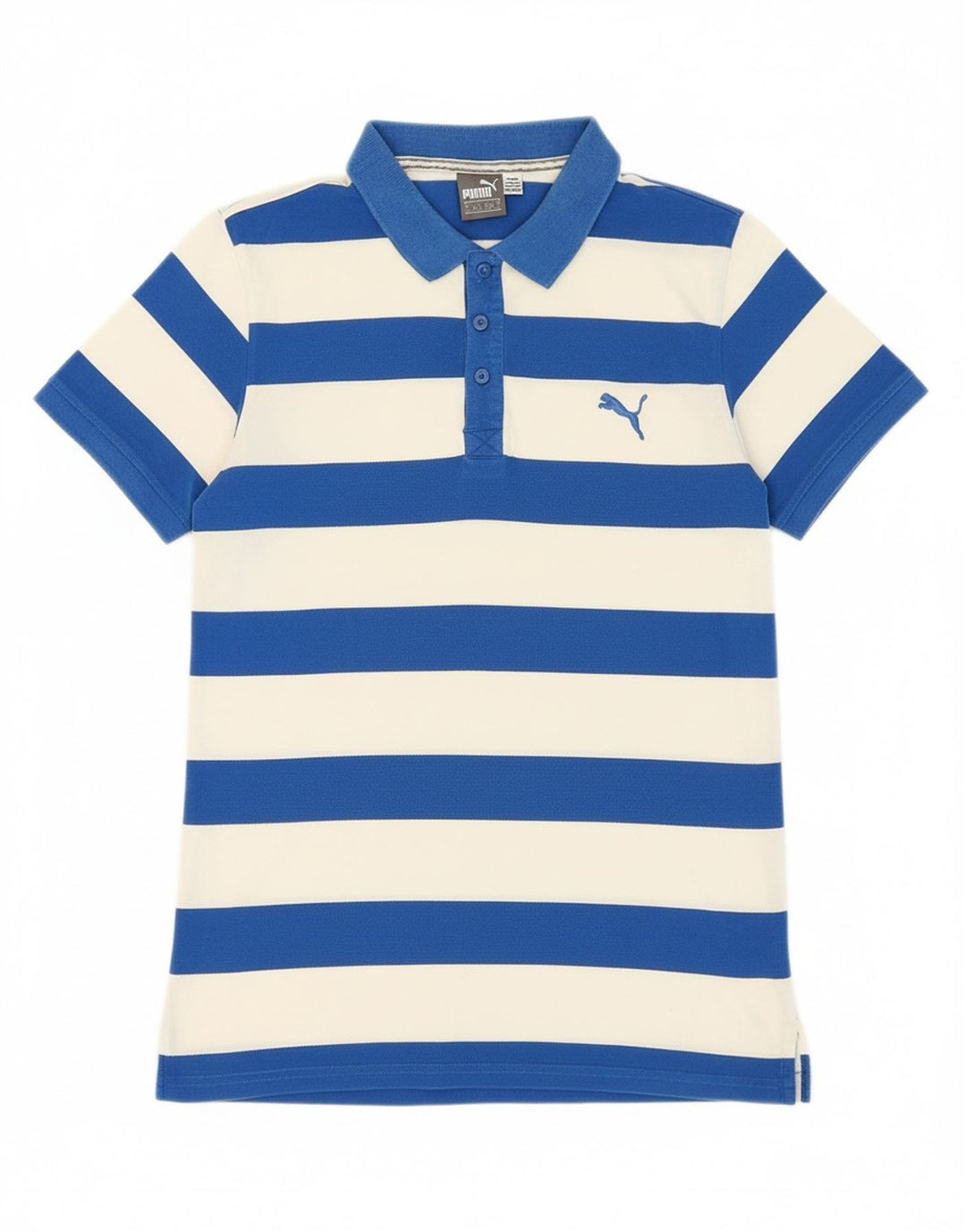 PUMA Mens Polo Shirt Large Blue Striped Cotton Vintage Puma and Second-Hand Puma from Messina Hembry 