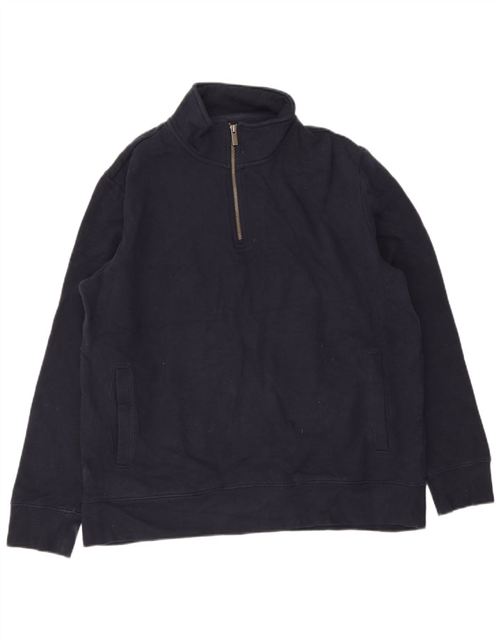 Suéter masculino Marks & Spencer com zíper e gola XL azul marinho algodão