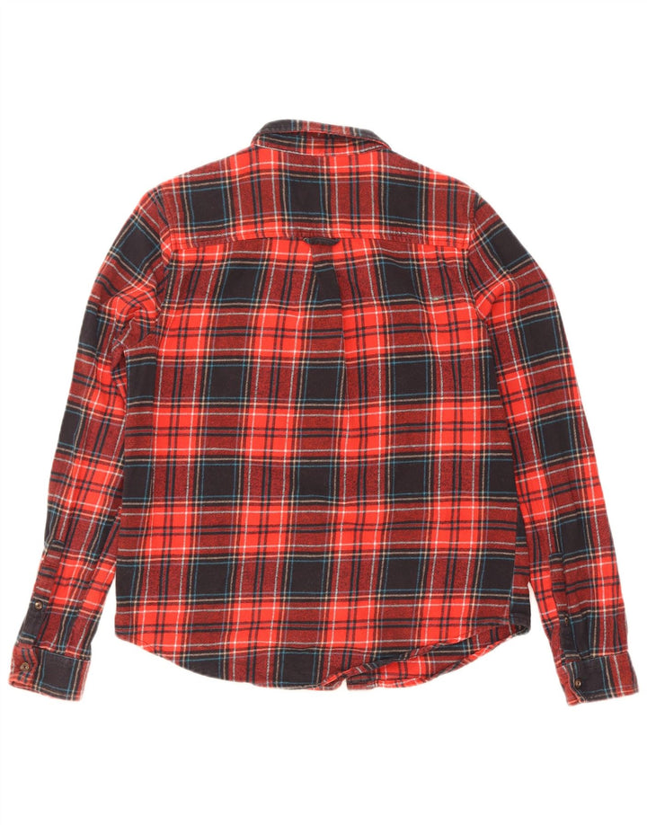 Camisa de flanela feminina Superdry UK 10 pequeno algodão xadrez vermelho