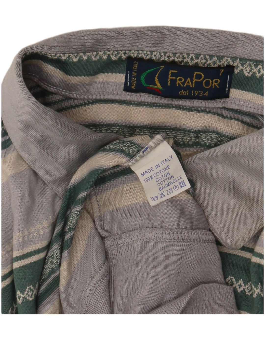 Camisa polo masculina FraPor grande algodão listrado cinza