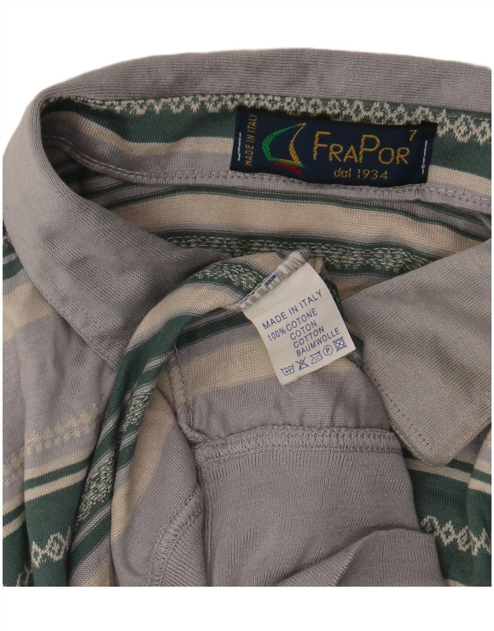 Camisa polo masculina FraPor grande algodão listrado cinza
