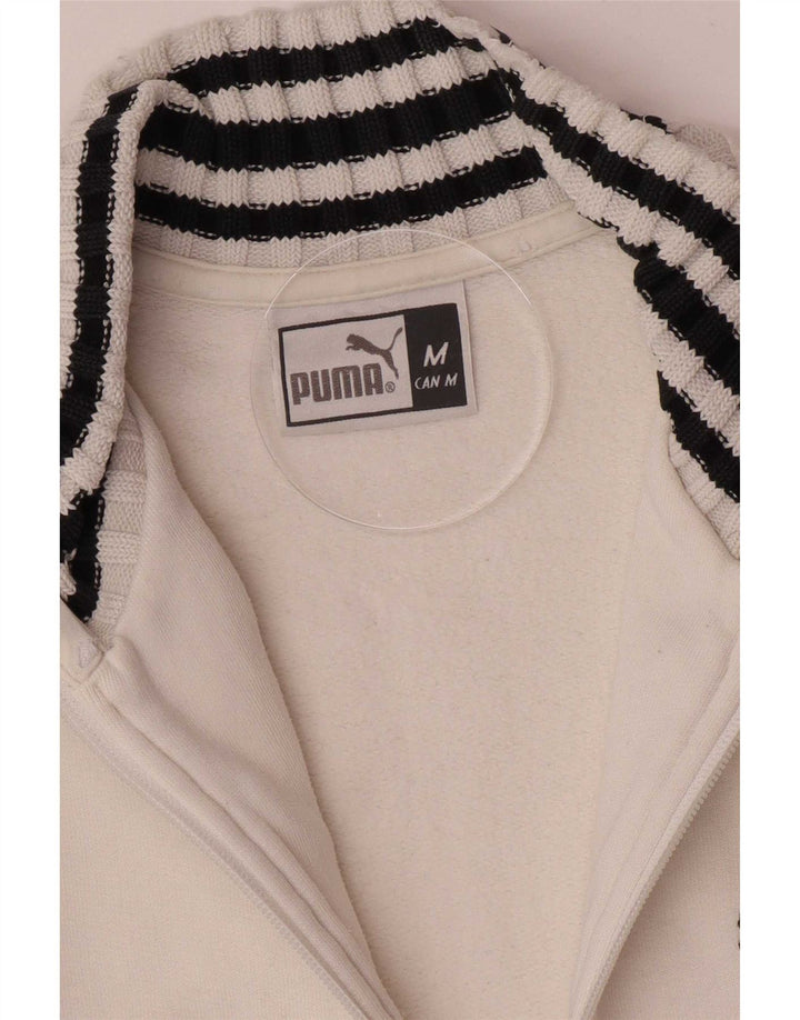 Puma Womens Tracksuit Top Jacket UK 14 Médio Branco Listrado