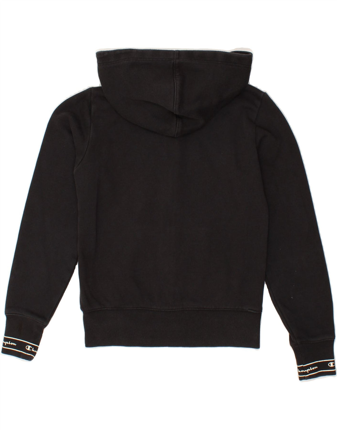 CHAMPION Womens Crop Zip Hoodie Sweater UK 6 XS Black Cotton Vintage Champion and Second-Hand Champion from Messina Hembry 