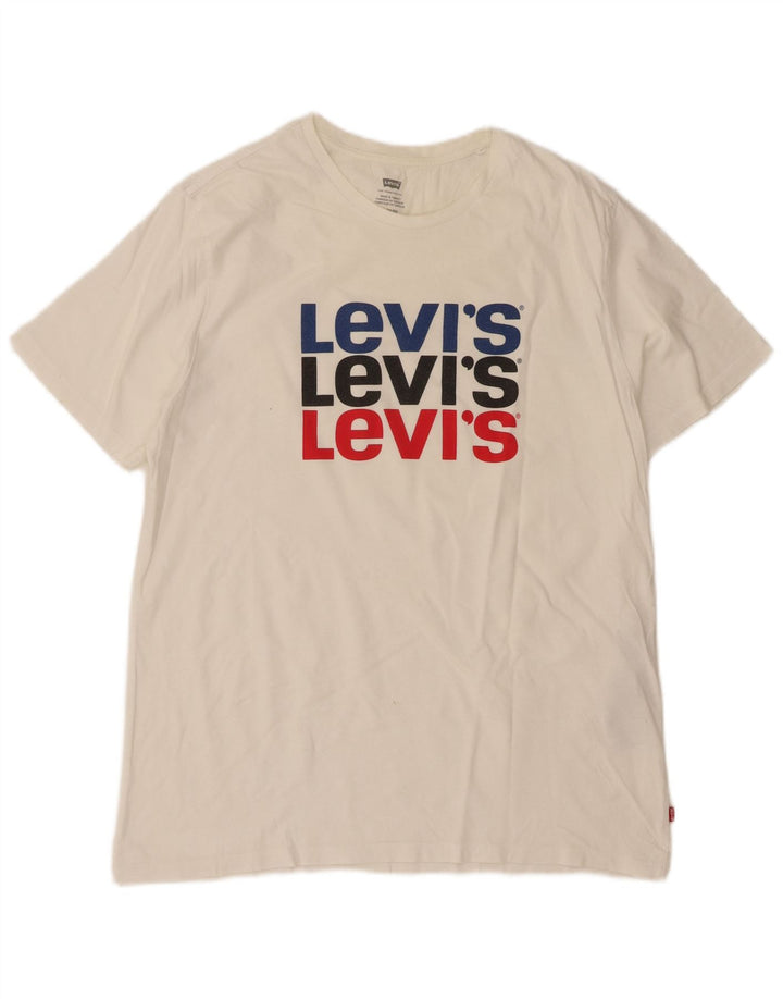 Camiseta gráfica masculina LEVI'S Top XL algodão branco