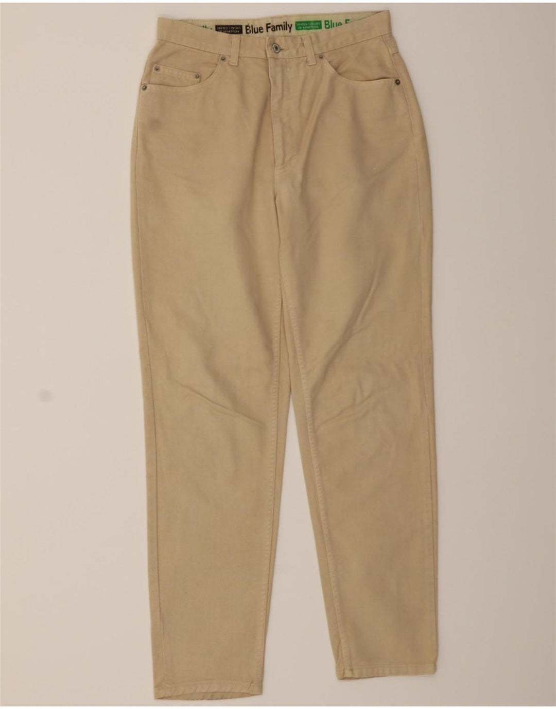 BENETTON Mens Tapered Casual Trousers W32 L31 Beige Cotton Vintage Benetton and Second-Hand Benetton from Messina Hembry 
