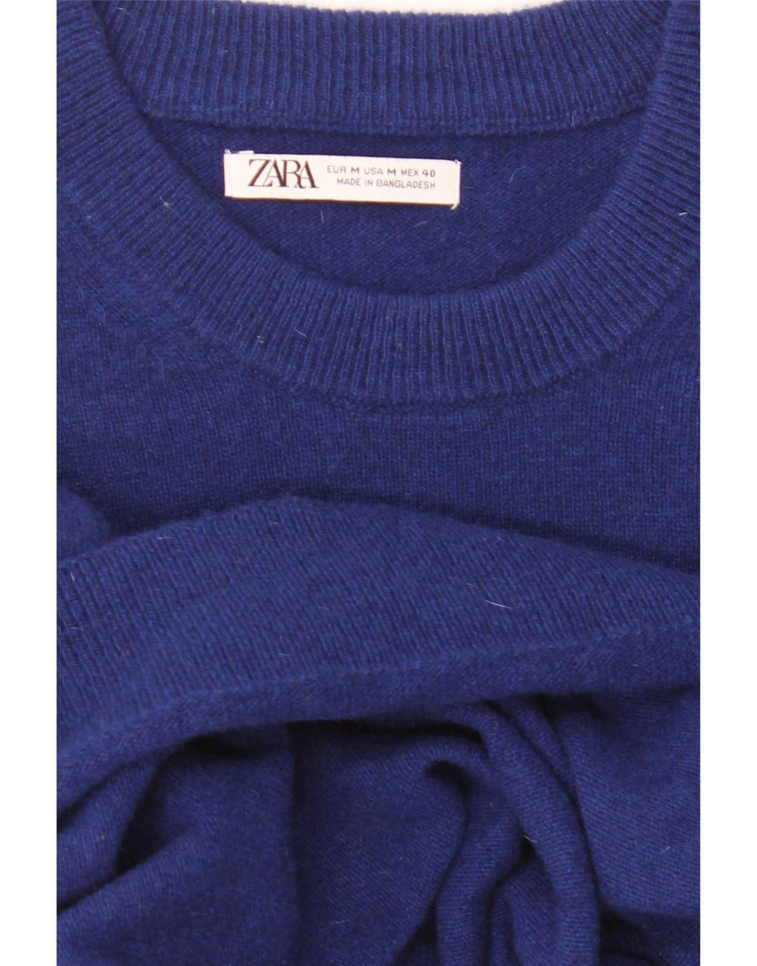 Zara Suéter masculino com gola redonda, azul médio