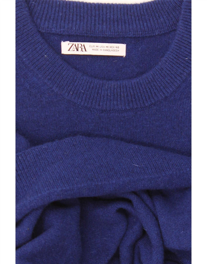 Zara Suéter masculino com gola redonda, azul médio