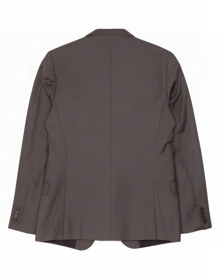 Jaqueta blazer masculina Zara com 2 botões EU 48 poliéster cinza médio