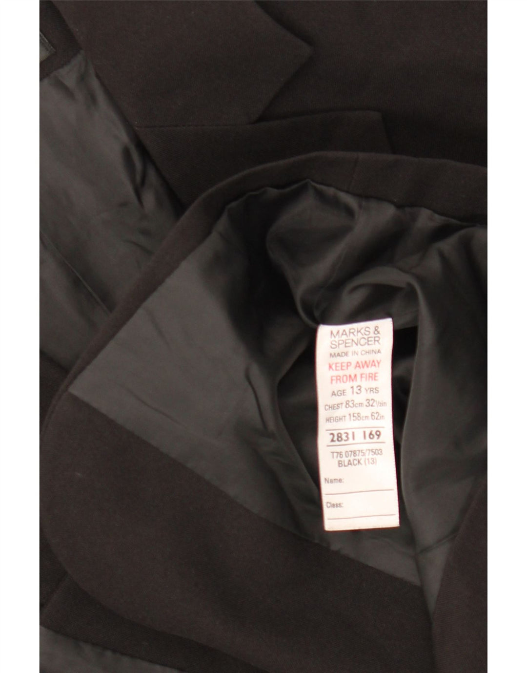 MARKS & SPENCER Jaqueta blazer feminina com 2 botões 12-13 anos poliéster preto