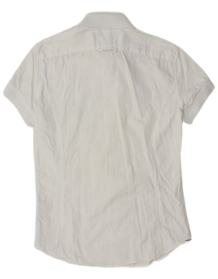 Armani Jeans Camisa masculina de manga curta pequena de algodão branco
