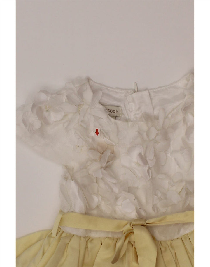 Monsoon Vestido feminino evasê 2-3 anos amarelo colorblock poliéster