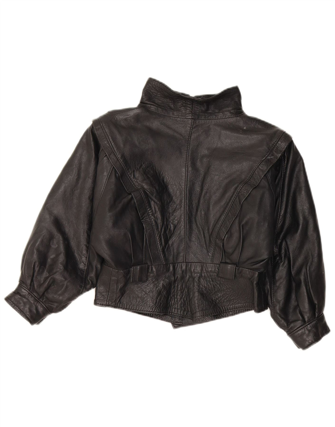Jaqueta de couro vintage para meninas de 7 a 8 anos, couro preto médio