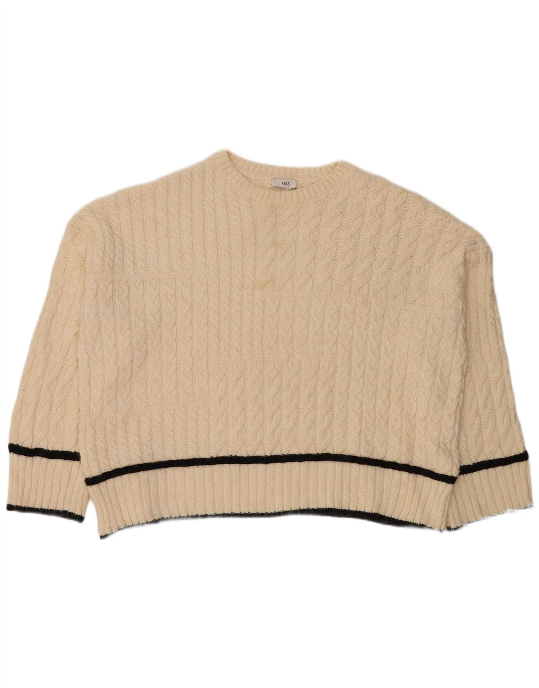 Suéter feminino Marks & Spencer com gola redonda grande Reino Unido 18 XL branco