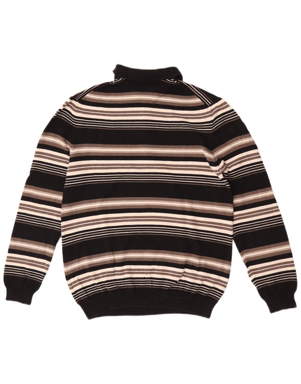 Suéter feminino Lotto com gola polo UK 14 grande listrado multicolorido