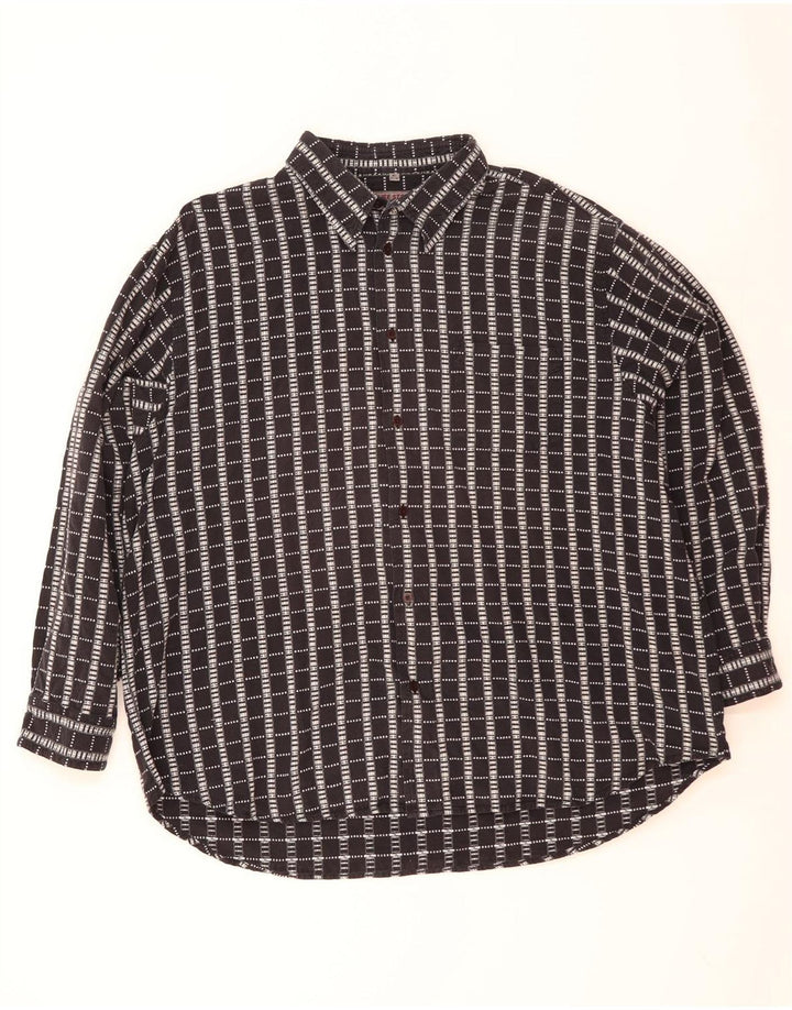 Camisa masculina vintage tamanho 47/48 2XL algodão xadrez azul marinho