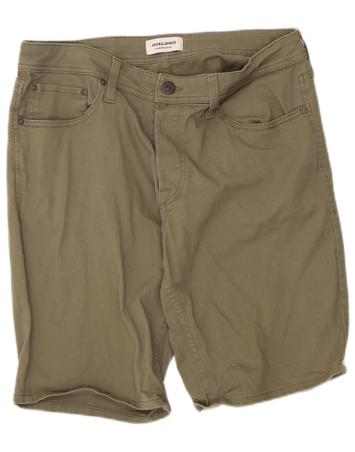 Shorts casuais masculinos Jack & Jones médio W34 algodão cáqui