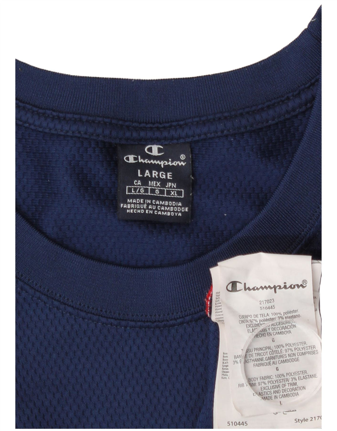 Colete gráfico masculino Champion grande poliéster colorblock azul marinho