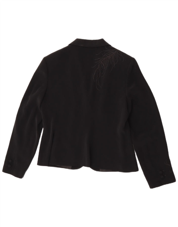 Jaqueta blazer feminina Laura Ashley com 1 botão Reino Unido 16 grande preto floral