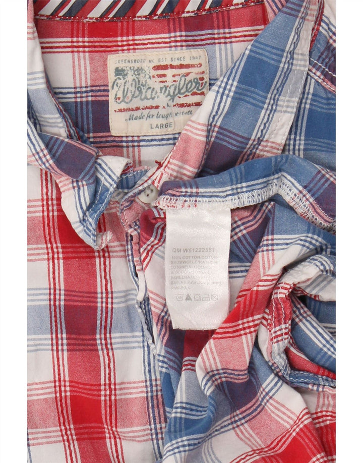 Wrangler Camisa masculina de manga curta grande algodão xadrez multicolorido