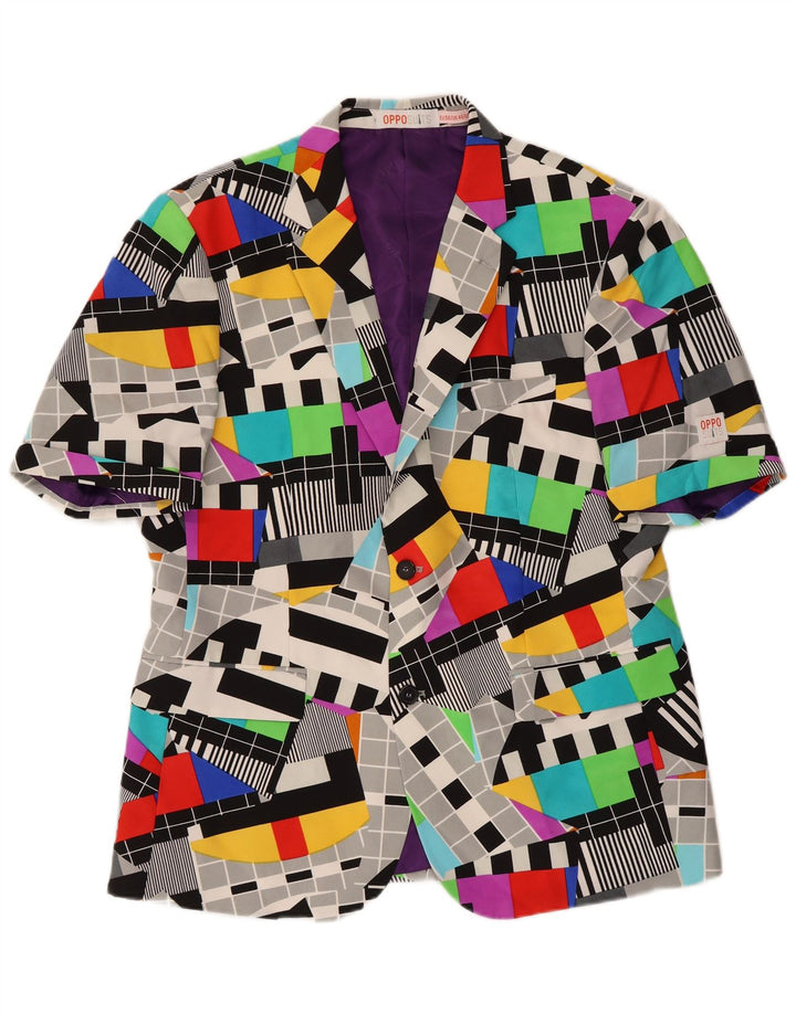 Jaqueta Blazer Masculina Opposuits com 2 Botões UK 46 3XL Multicolorida Geométrica