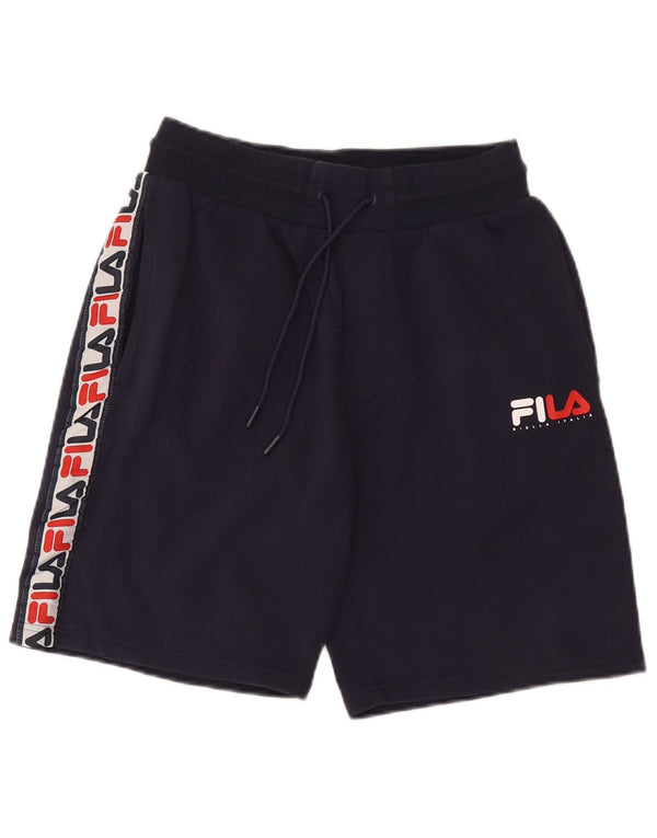 Shorts esportivo masculino Fila Graphic pequeno algodão colorblock azul marinho