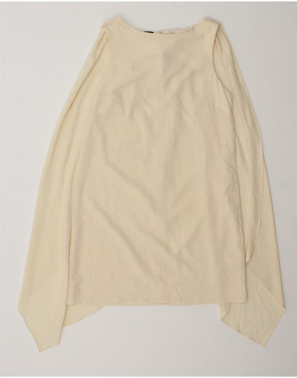 Topshop túnica feminina assimétrica sem mangas UK 8 pequena off white