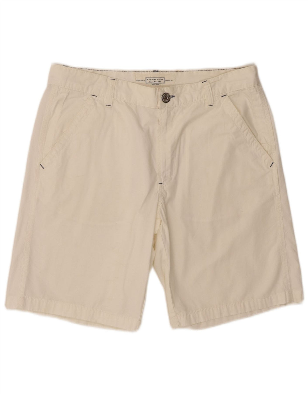 Murphy & Nye Mens Chino Shorts W36 Grande Algodão Branco