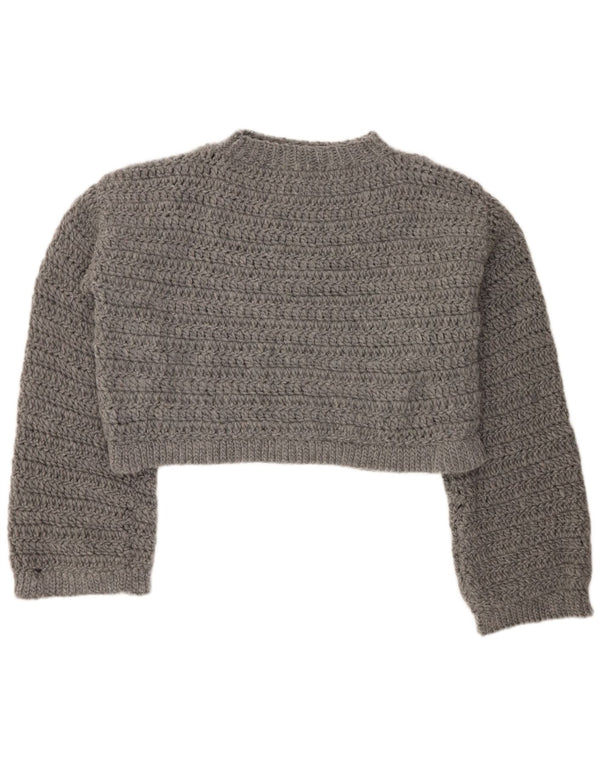 Suéter feminino vintage com corte solto e gola redonda Reino Unido 18 XL cinza