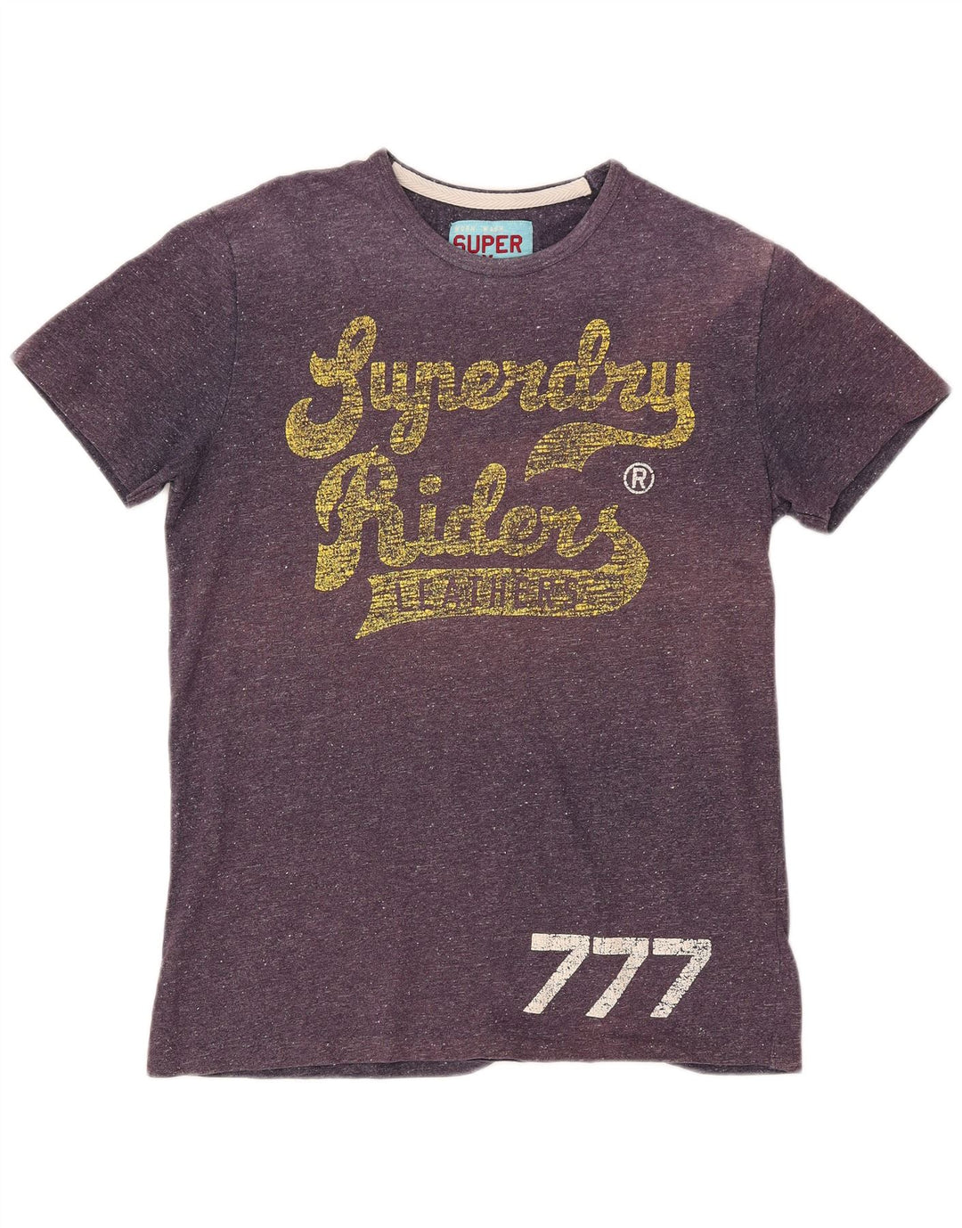 Camiseta feminina SUPERDRY Riders Graphic UK 18 XL algodão manchado roxo