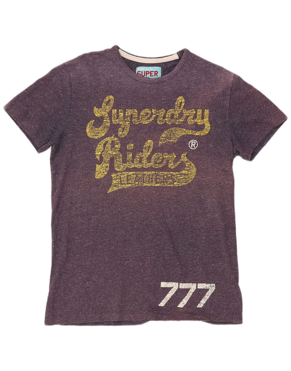 Camiseta feminina SUPERDRY Riders Graphic UK 18 XL algodão manchado roxo