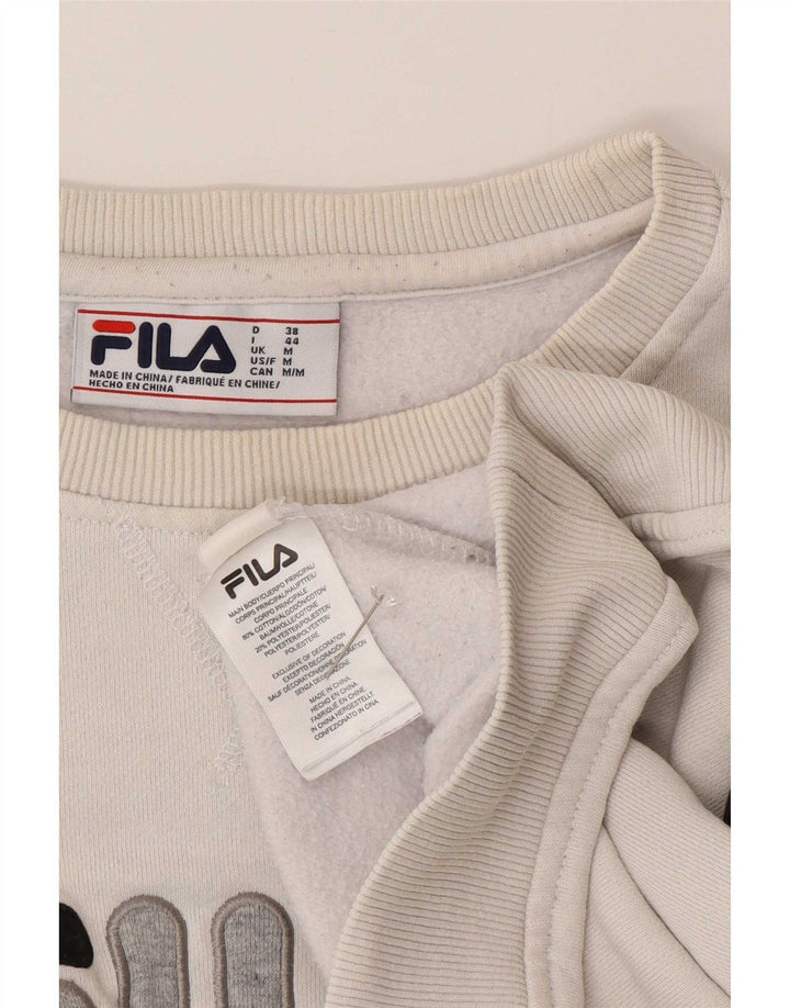 Fila moletom gráfico masculino jumper médio branco colorblock algodão